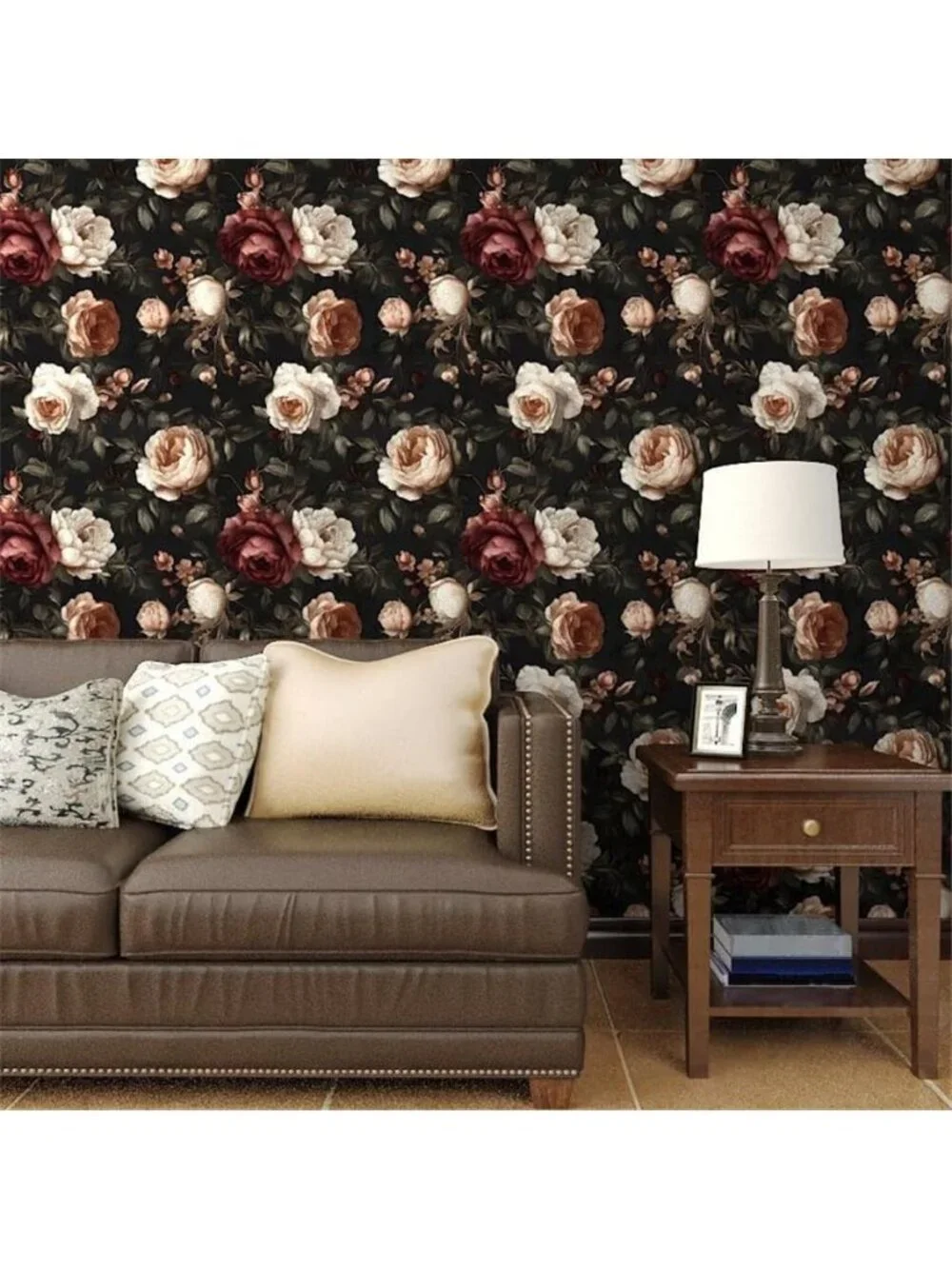Vintage Floral Peel Stick Wallpaper Black Rose Contact Paper Removable Vinyl